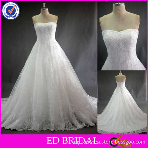 LN45 High Quality French Lace A Line Scoop China Guangzhou Wedding Dress